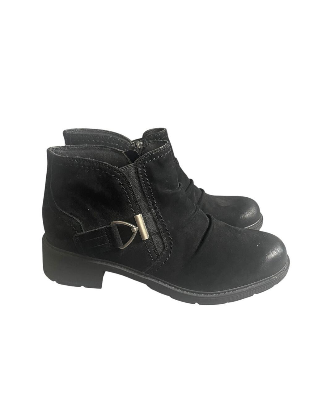 Clarks Collection Women’s Size-9M Hearth Clara Black Leather Ankle Boots